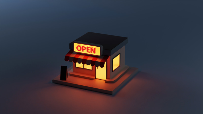 ライトアップされているお店