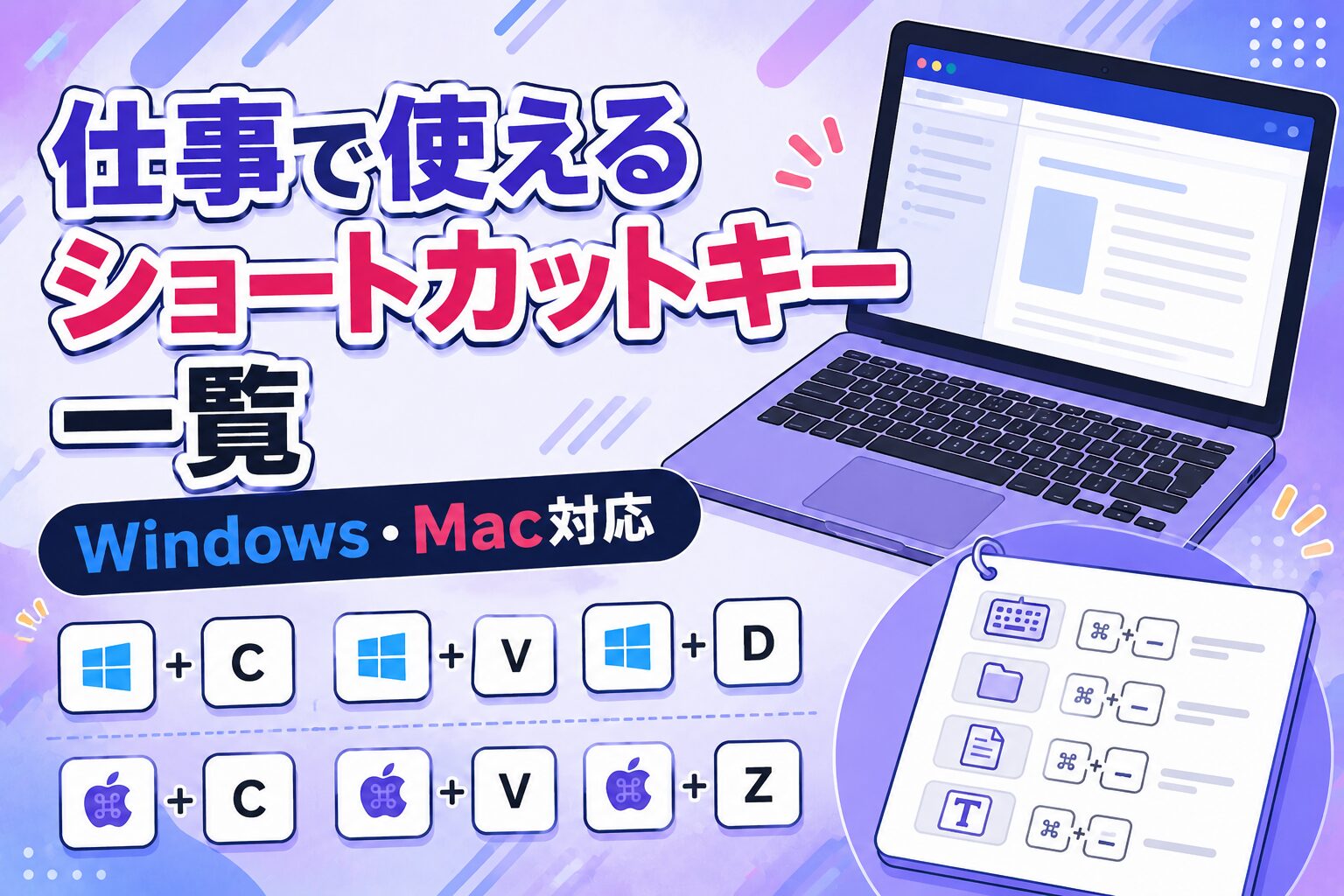 仕事で使えるショートカットキー一覧｜Windows・Mac対応